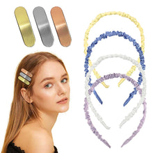 4 RUSHED SATIN HAIR BAND + 3 METALLIC LUSTRE TIC TAC CLIPS