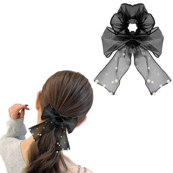 PEARL BOW SCRUNCHIES
