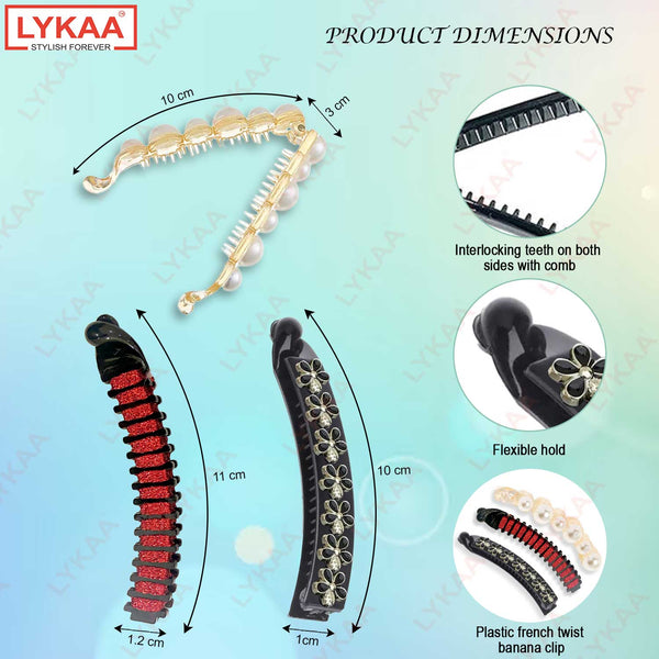 ASSORTED DESIGN BANANA CLIPS (PACK OF 3)