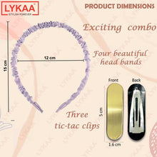 4 RUSHED SATIN HAIR BAND + 3 METALLIC LUSTRE TIC TAC CLIPS