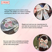 FLORAL EMBROIDERED WHITE LACE BOW- BARRETTE CLIP