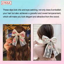 FLORAL EMBROIDERED WHITE LACE BOW- BARRETTE CLIP