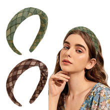 CHECK FABRIC PUFF HAIR BAND (SET OF 2)