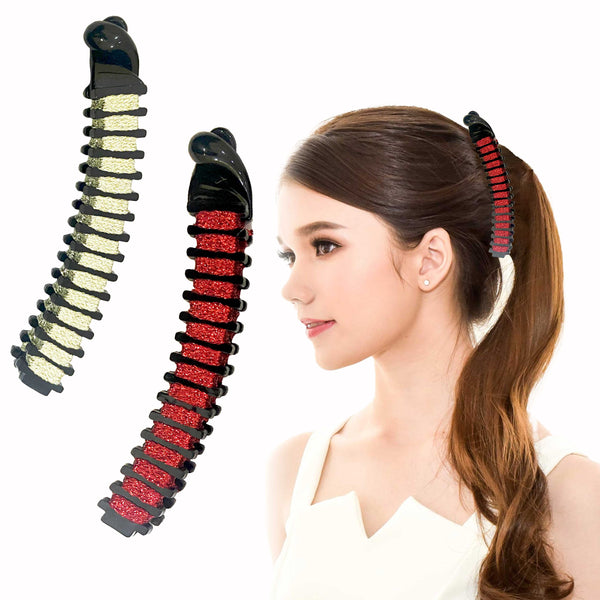 SHIMMER RIBBON BANANA CLIP (SET OF 2)