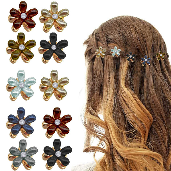 FLORAL PEARL HAIR CLAMPS (SET OF 10)