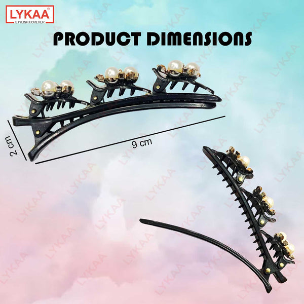DOUBLE LAYER PEARL DUCKBILL HAIR CLIP (SET OF 2)