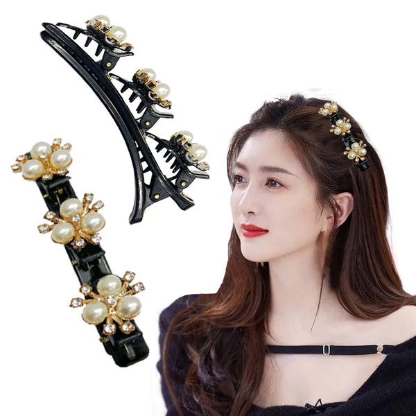 DOUBLE LAYER PEARL DUCKBILL HAIR CLIP (SET OF 2)