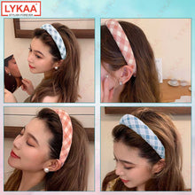 CHECK FABRIC PUFF HAIR BAND (SET OF 2)