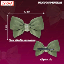 EMBELLISHED SATIN BROTCH BOW- BARRETTE CLIP