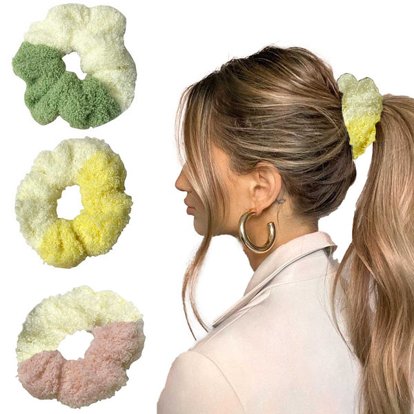 TOWEL DOUBLE COLOUR SCRUNCHIES (SET OF 3)