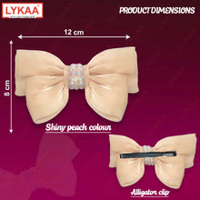 EMBELLISHED SATIN BROTCH BOW- BARRETTE CLIP