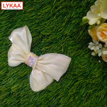 EMBELLISHED SATIN BROTCH BOW- BARRETTE CLIP
